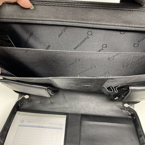 FRANKLIN Covey Black Nylon with leather trim Laptop Briefcase NEW - Picture 6 of 12